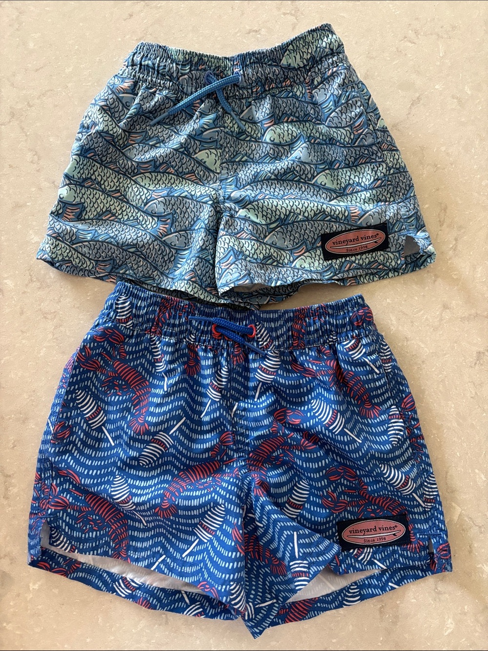 Vineyard Vines Blue Fish & Wave Swim Shorts